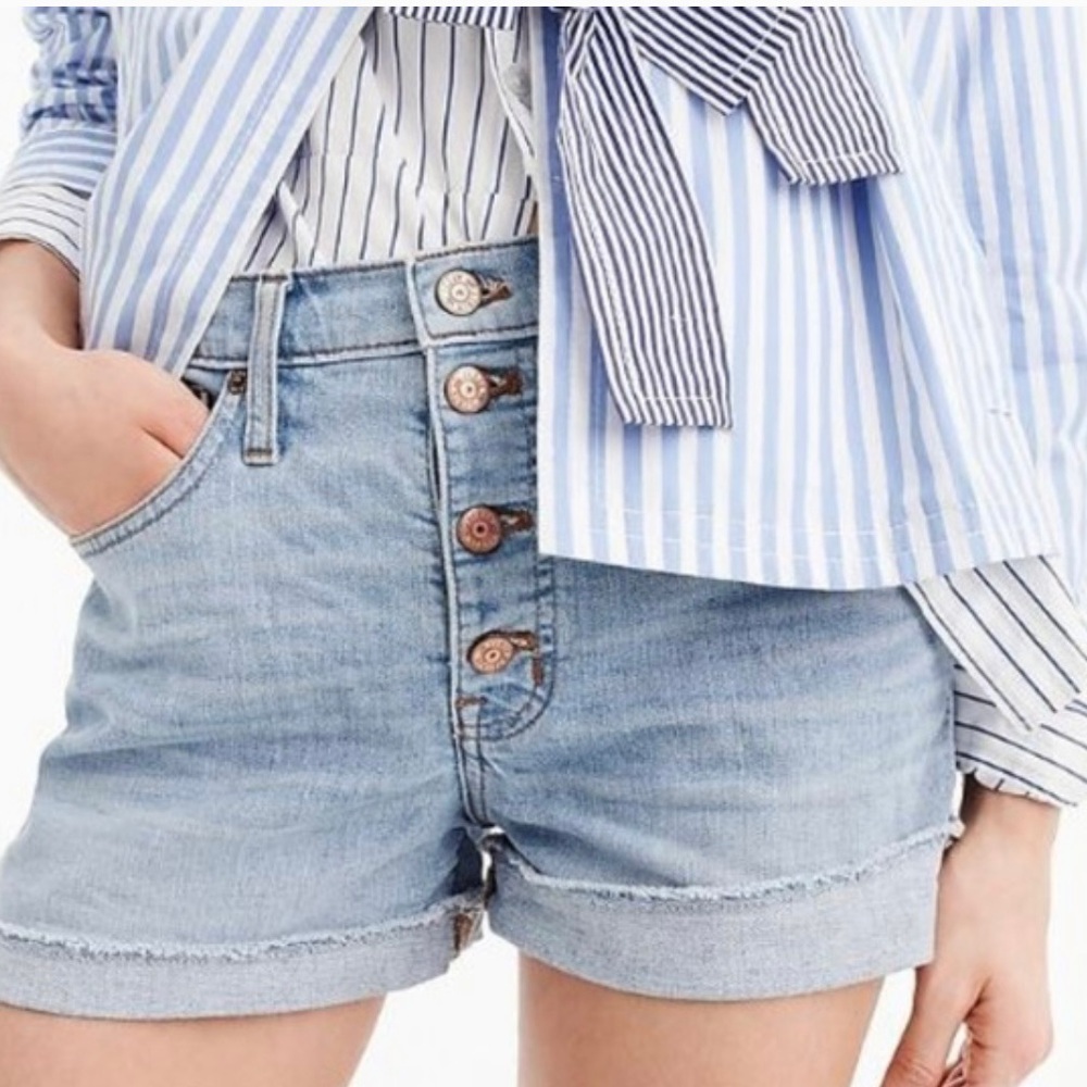 J. Crew Light Blue High-Rise Denim Shorts